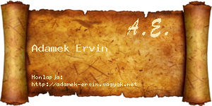 Adamek Ervin névjegykártya